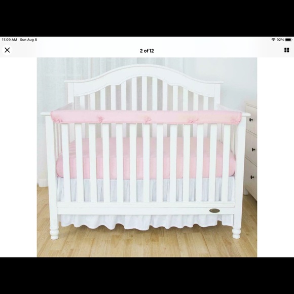 Tillyou Other Tillyou 3pc Pink Crib Rail Padded Covers Safey Set
